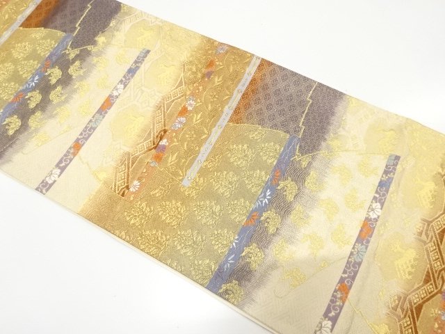 金糸　名物裂織り出し　袋帯